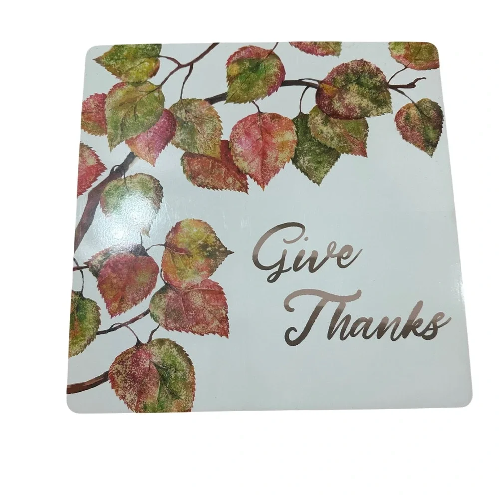Give Thanks Fall Autumn Leaves Cork Backed Placemats Set of 4 Thanksgiving Decor
